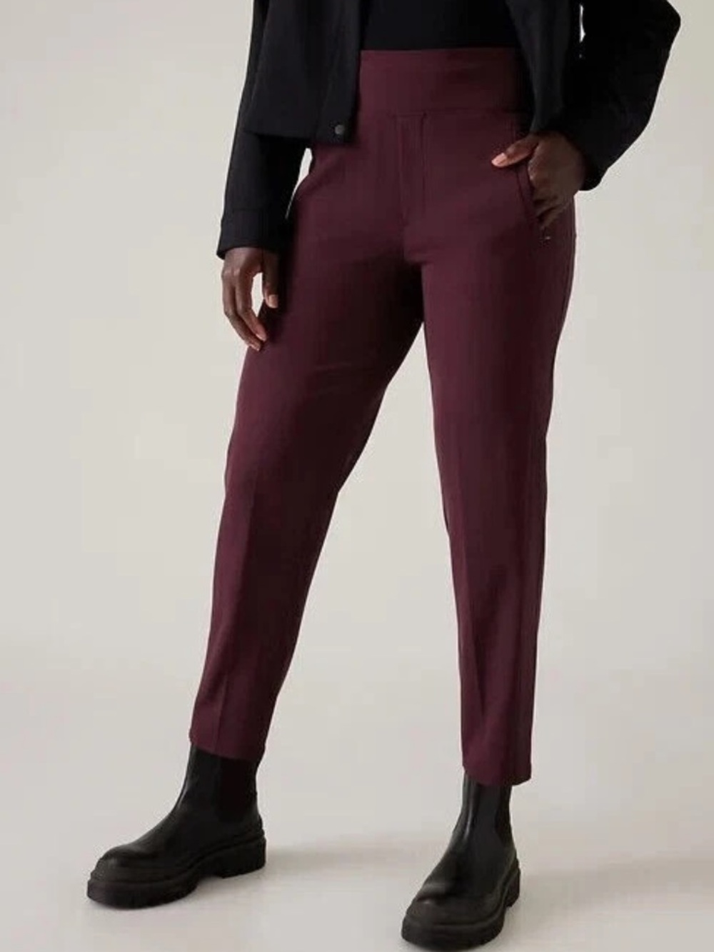 Athleta satin stripe  Pull-On Ankle Pants
